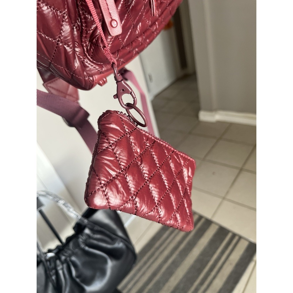 HeartLove Quilted Leather Backpack Burgundy Multi Pocket Travel Bag NWT - Picture 8 of 12